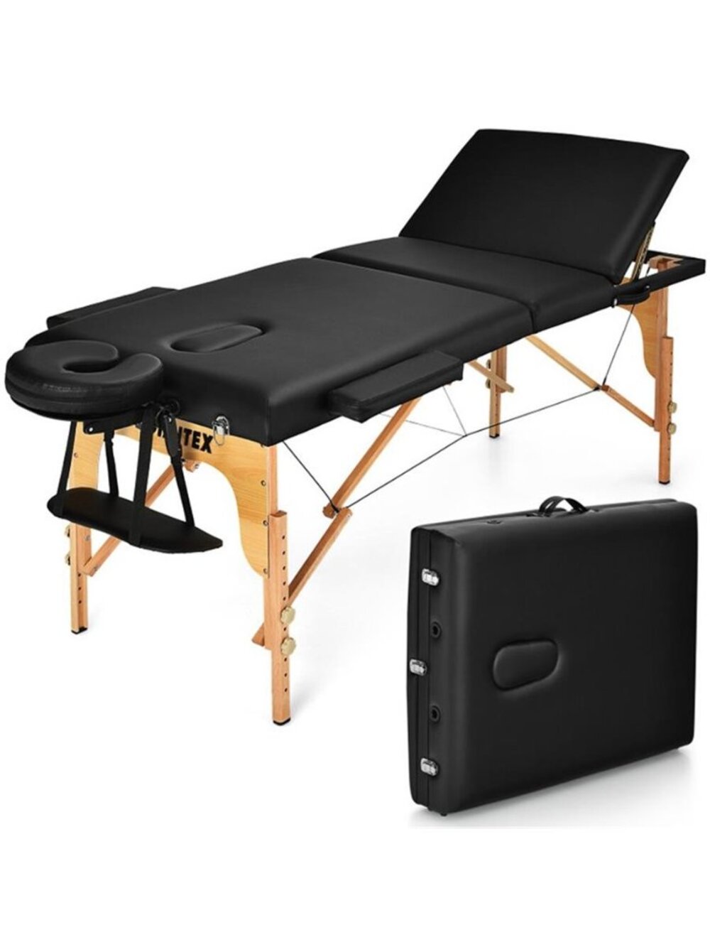 3-Fold Massage Table Portable Spa Bed with Carry Case & Accessories